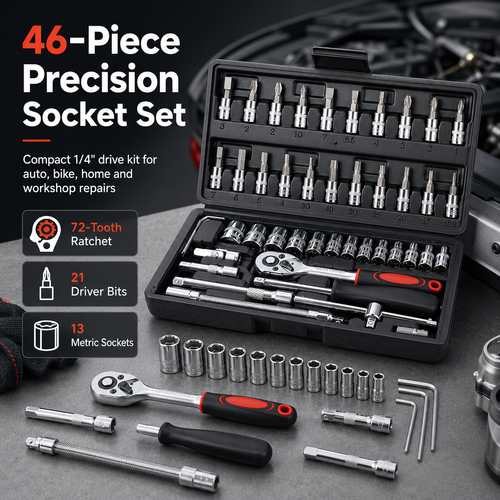 🔧 46-Piece Precision Socket Set – Compact 1/4" Drive Kit