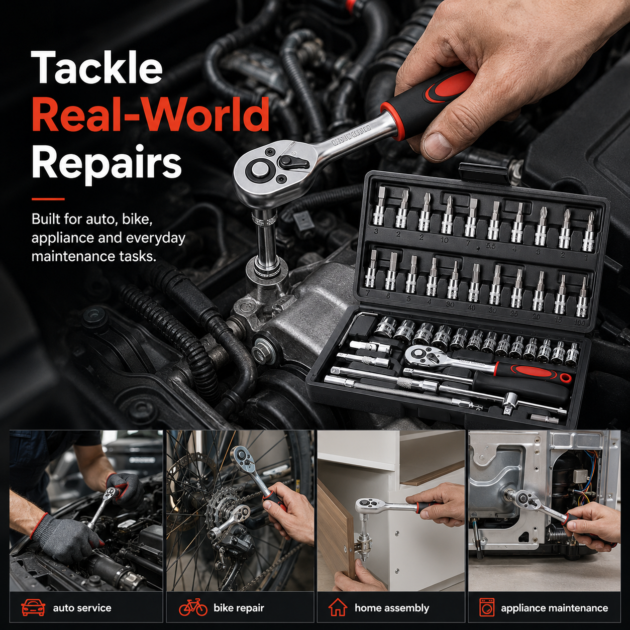 🔧 46-Piece Precision Socket Set – Compact 1/4" Drive Kit