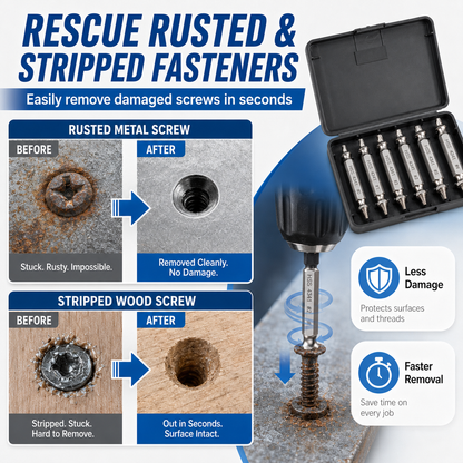 🔧 6-Piece Screw Extractor Set – Remove Damaged Screws Fast