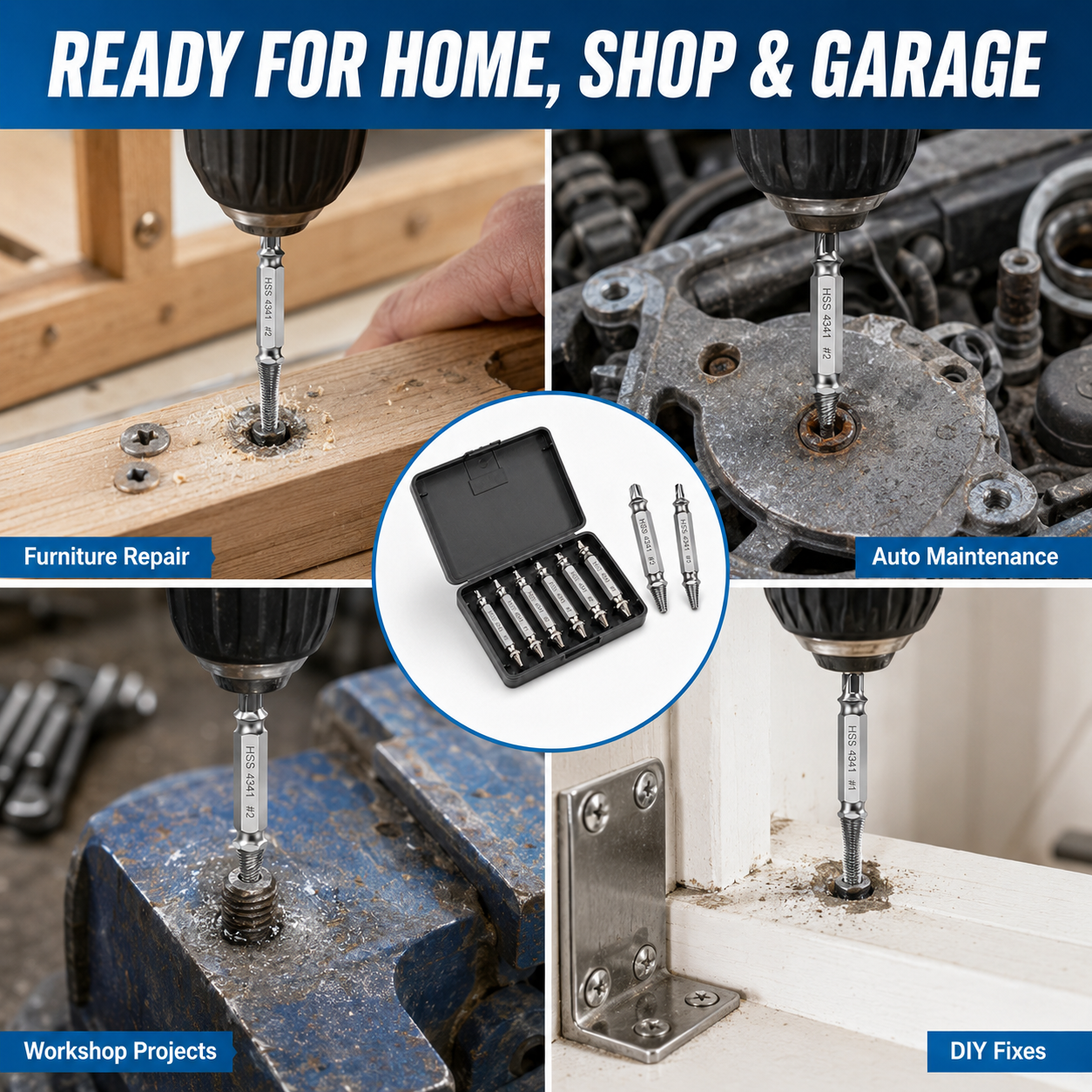 🔧 6-Piece Screw Extractor Set – Remove Damaged Screws Fast