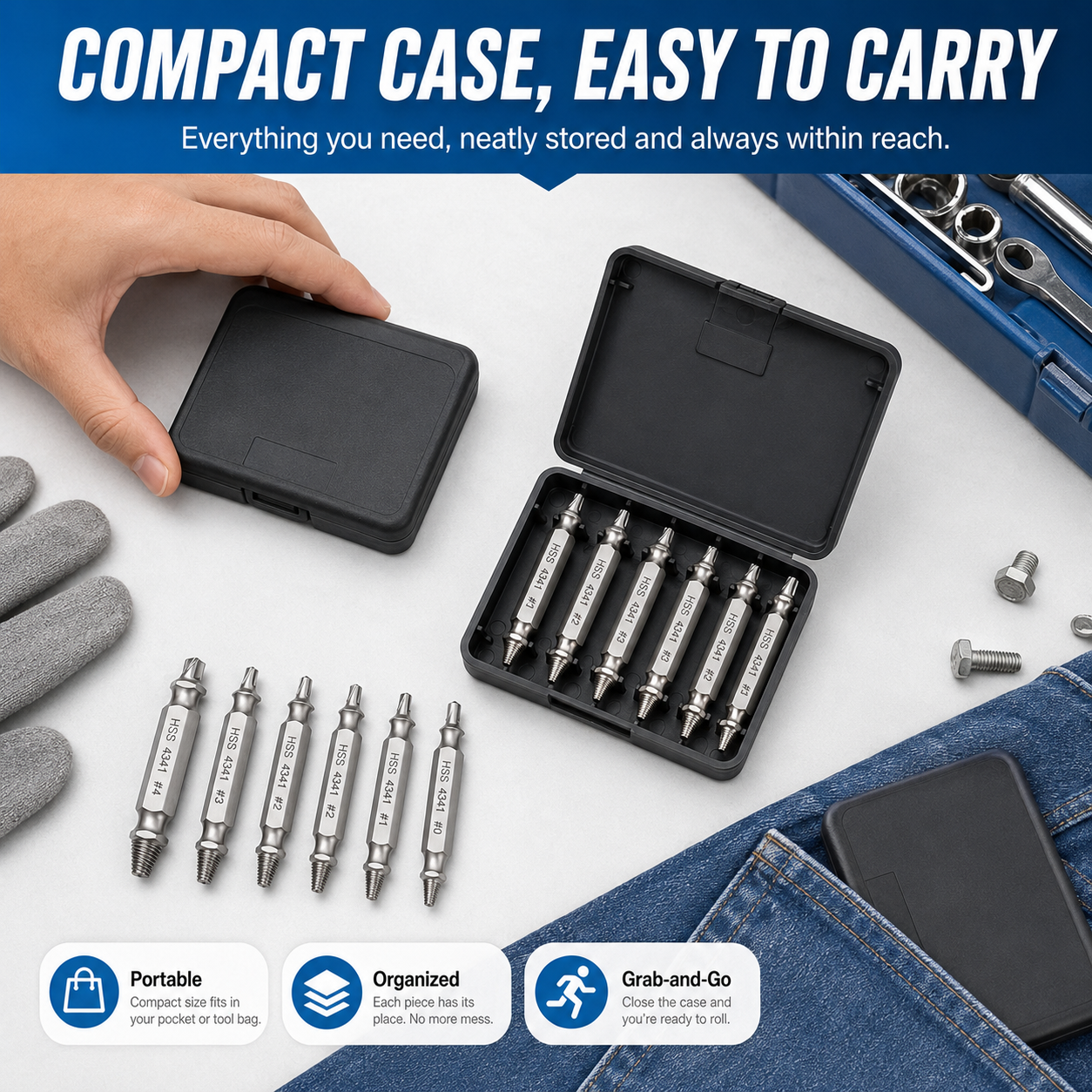 🔧 6-Piece Screw Extractor Set – Remove Damaged Screws Fast