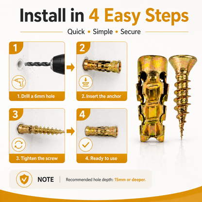 🔩 6×14mm Short Expansion Screw Set for Cabinet Hinge Repair & Stripped Thread Restoration
