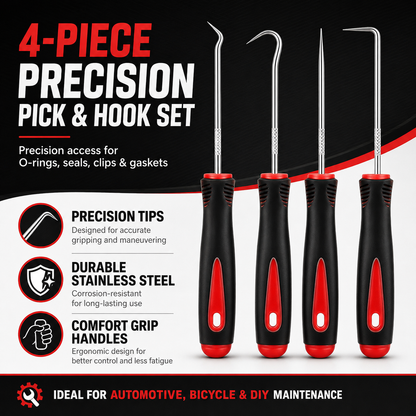 🔧 4-Piece Precision Pick &amp; Hook Set – Precision Access for O-Rings, Seals, Clips &amp; Gaskets