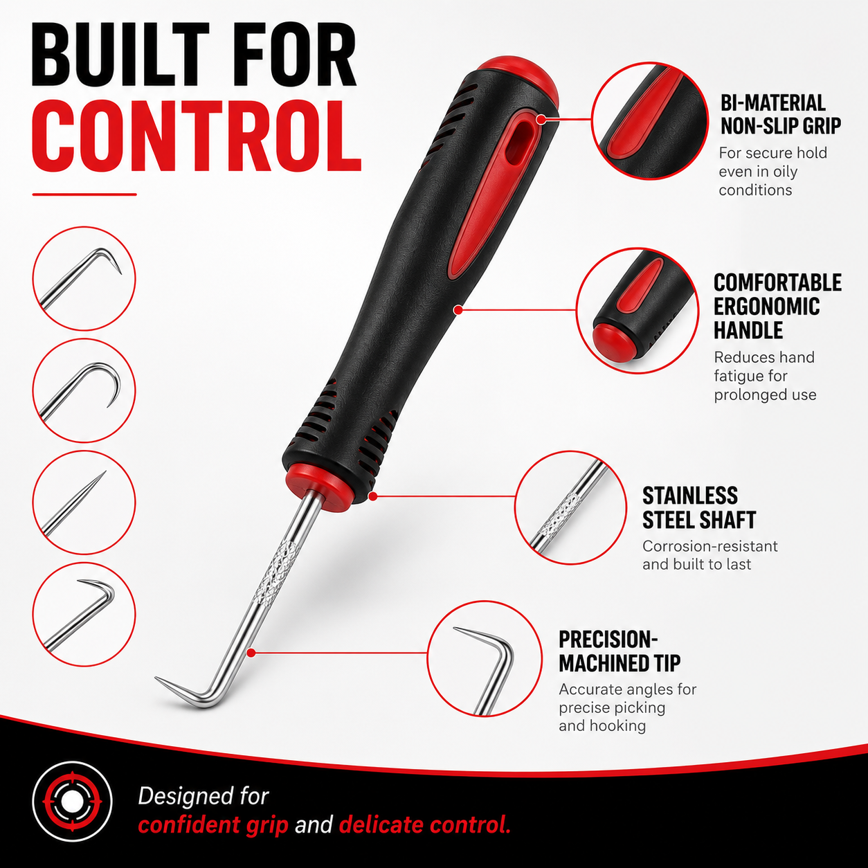 🔧 4-Piece Precision Pick &amp; Hook Set – Precision Access for O-Rings, Seals, Clips &amp; Gaskets