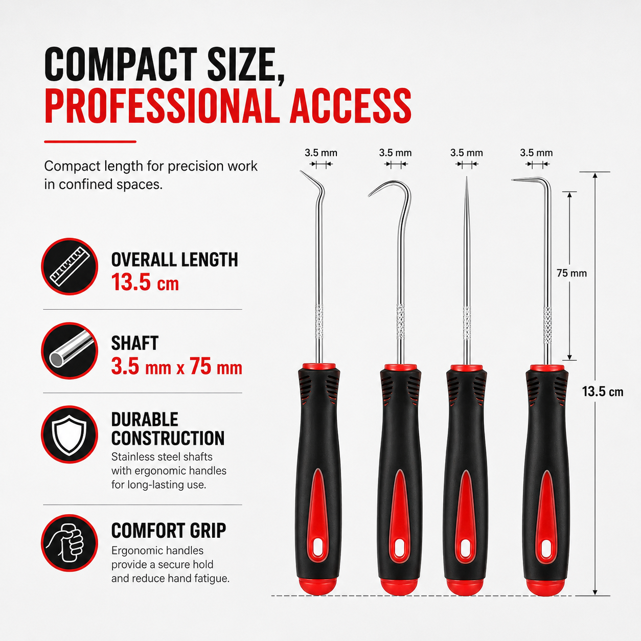 🔧 4-Piece Precision Pick &amp; Hook Set – Precision Access for O-Rings, Seals, Clips &amp; Gaskets