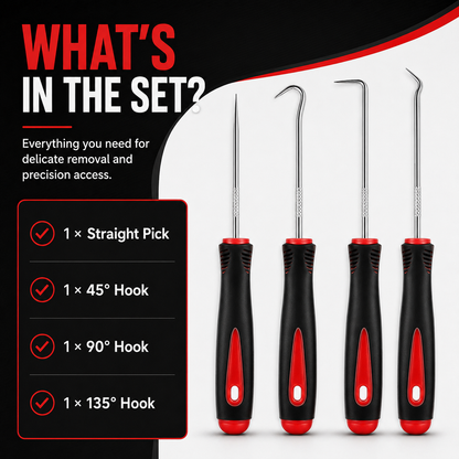 🔧 4-Piece Precision Pick &amp; Hook Set – Precision Access for O-Rings, Seals, Clips &amp; Gaskets