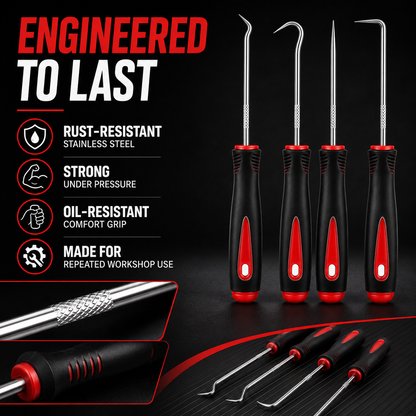 🔧 4-Piece Precision Pick &amp; Hook Set – Precision Access for O-Rings, Seals, Clips &amp; Gaskets