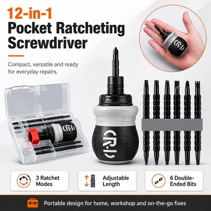 🔧 12-in-1 Pocket Ratcheting Screwdriver