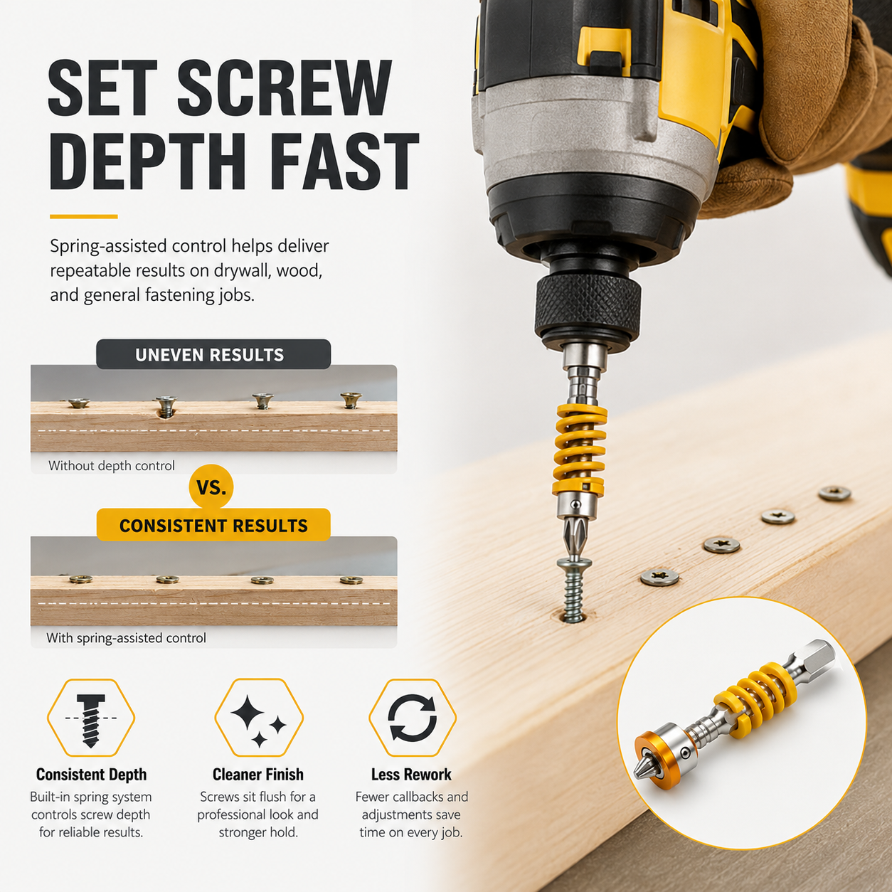 🔩 Spring-Assisted Magnetic Bit Holder – Set Screw Depth Fast