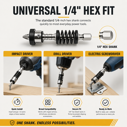 🔩 Spring-Assisted Magnetic Bit Holder – Set Screw Depth Fast