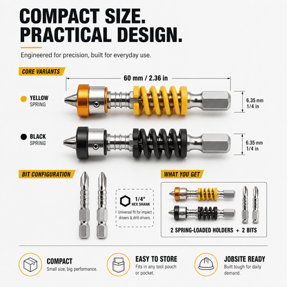 🔩 Spring-Assisted Magnetic Bit Holder – Set Screw Depth Fast