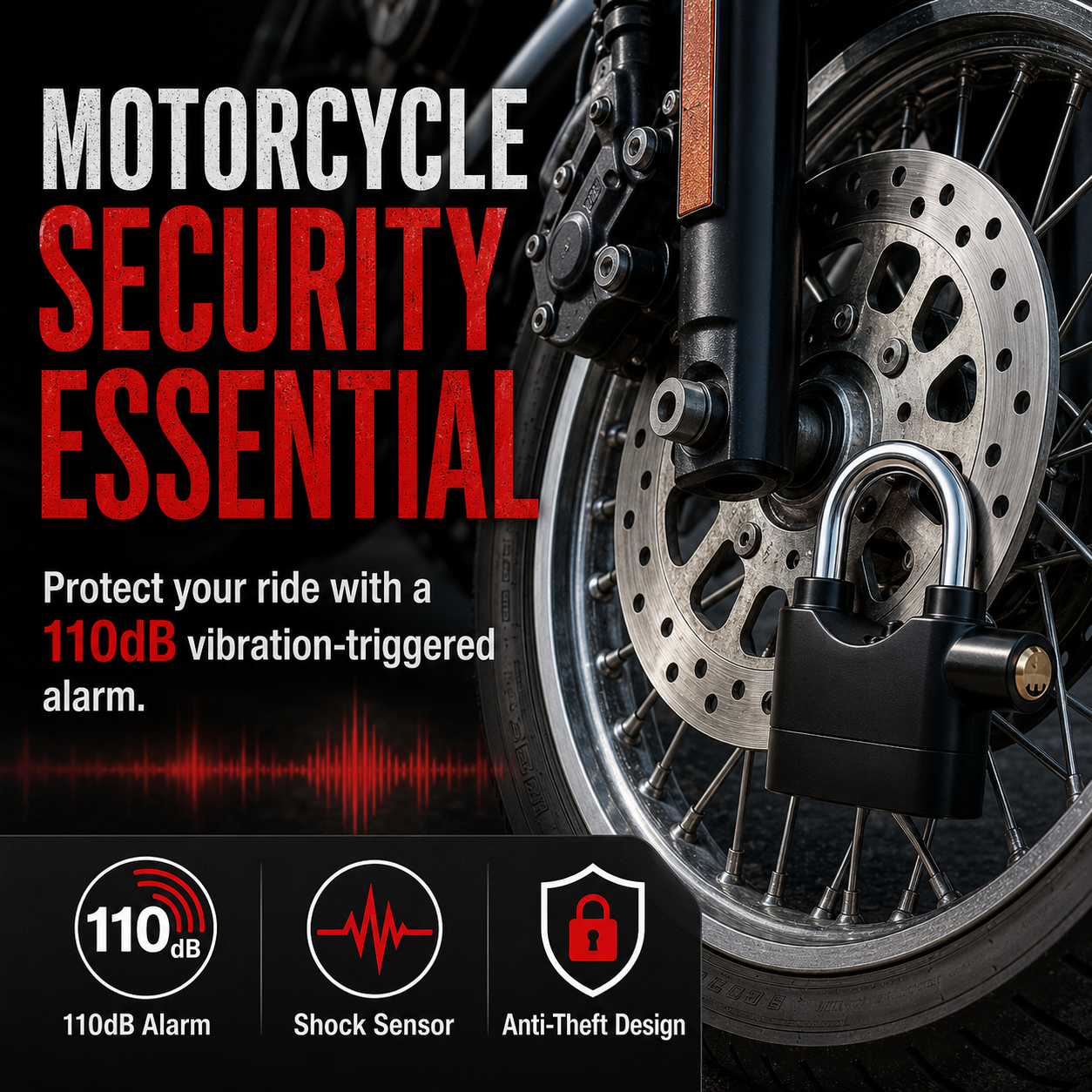 🔒 Motorcycle Security Alarm Lock – Protect Your Ride with 110dB Alert