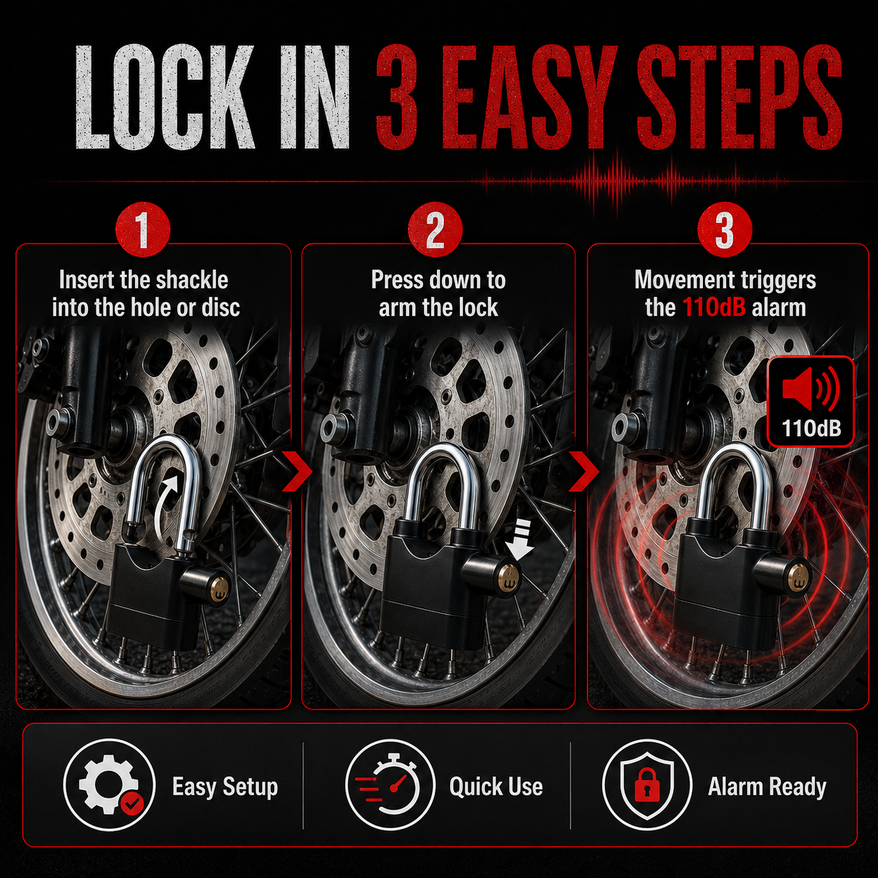 🔒 Motorcycle Security Alarm Lock – Protect Your Ride with 110dB Alert