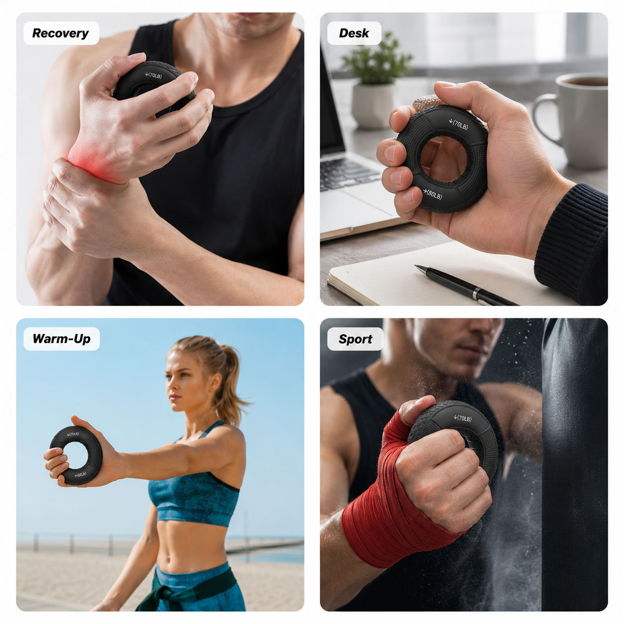 Hand Grip Strengthener Rings - 4 Pack Finger Exerciser Grip Strength Trainer