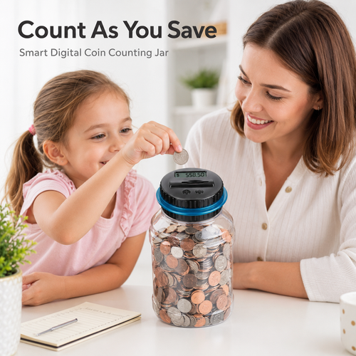 💰 Smart Digital Coin‐Counting Piggy Bank | 1.8L Large‐Capacity Money Jar