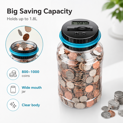 💰 Smart Digital Coin‐Counting Piggy Bank | 1.8L Large‐Capacity Money Jar