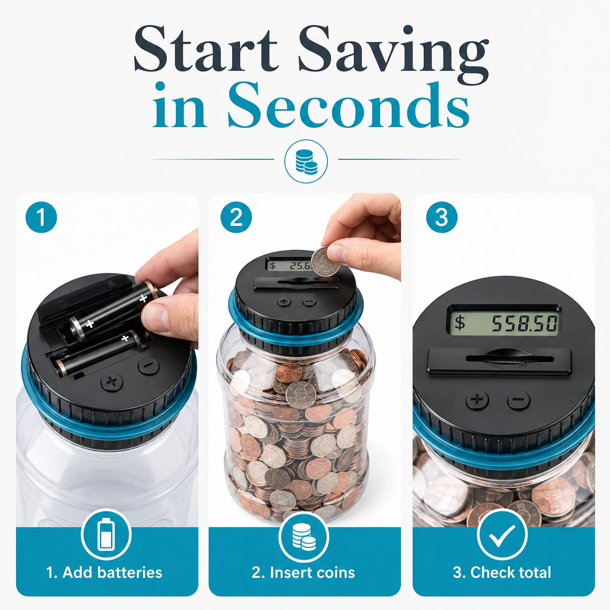 💰 Smart Digital Coin‐Counting Piggy Bank | 1.8L Large‐Capacity Money Jar