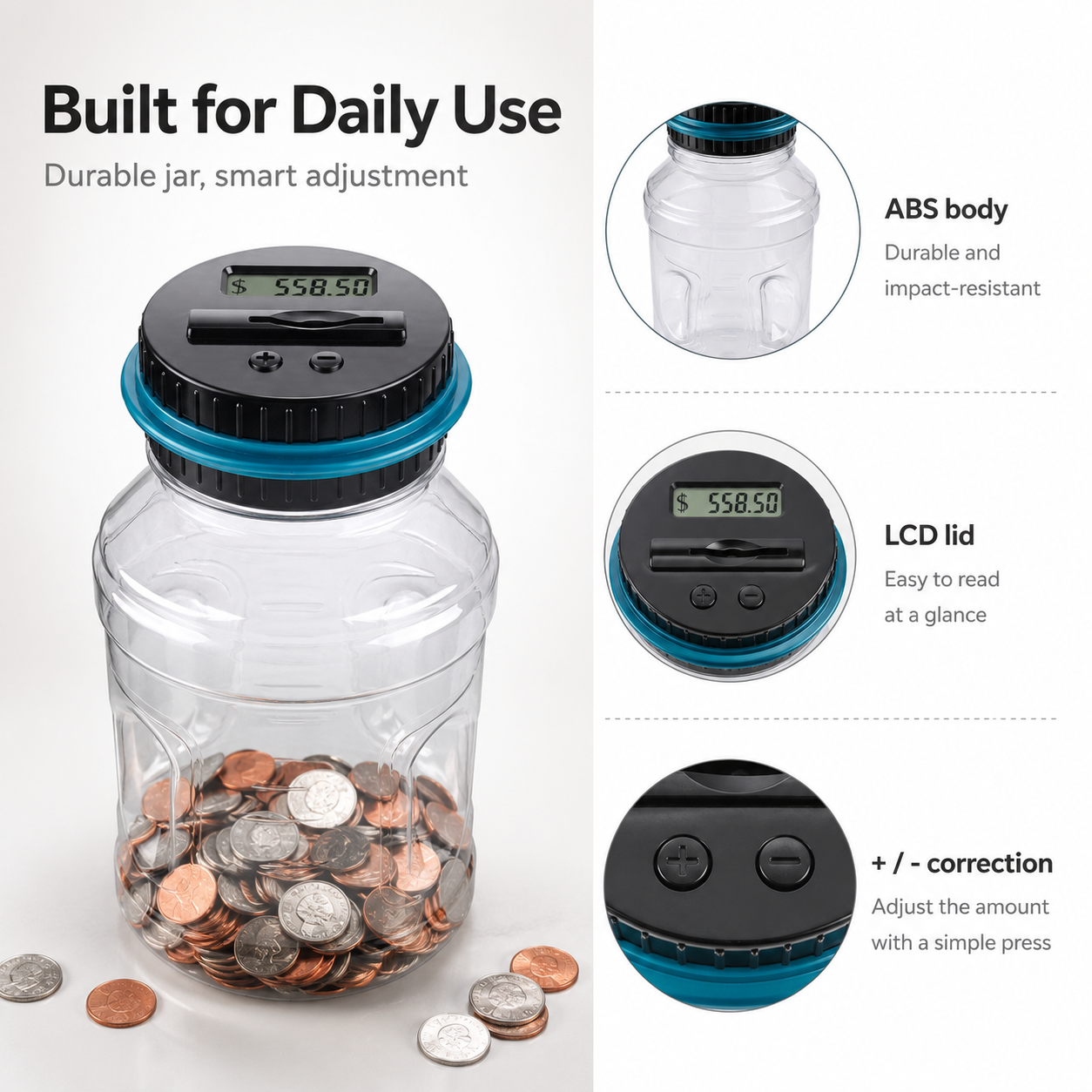 💰 Smart Digital Coin‐Counting Piggy Bank | 1.8L Large‐Capacity Money Jar