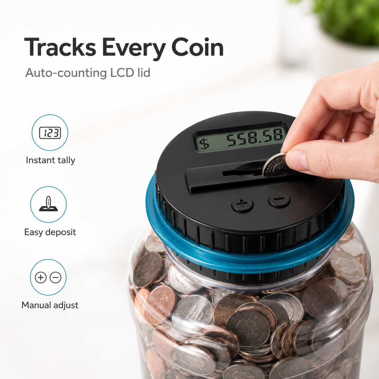 💰 Smart Digital Coin‐Counting Piggy Bank | 1.8L Large‐Capacity Money Jar