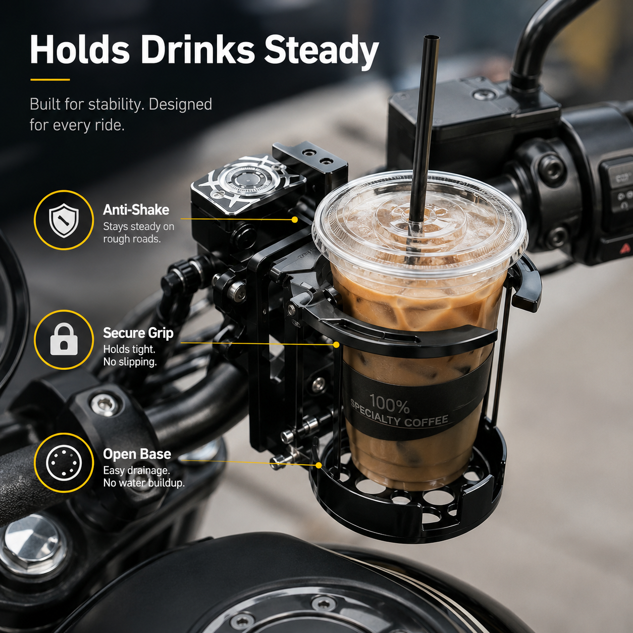 Ride Flow Adjustable Universal Motorcycle Cup Holder