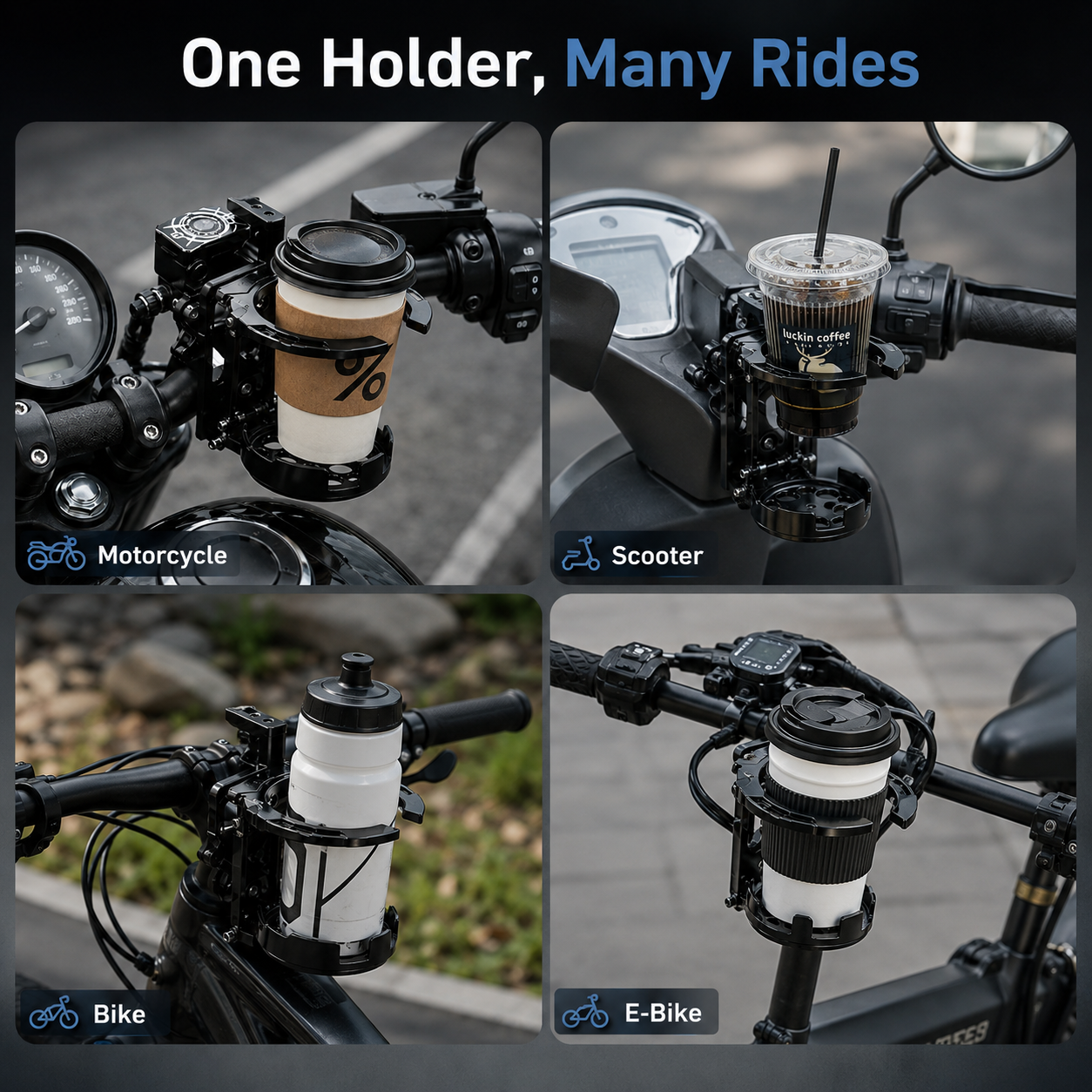 Ride Flow Adjustable Universal Motorcycle Cup Holder
