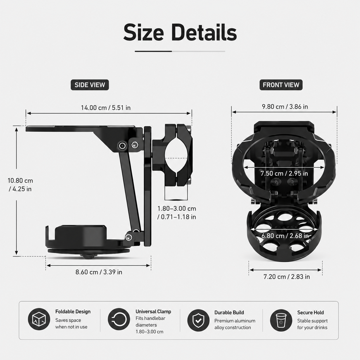 Ride Flow Adjustable Universal Motorcycle Cup Holder