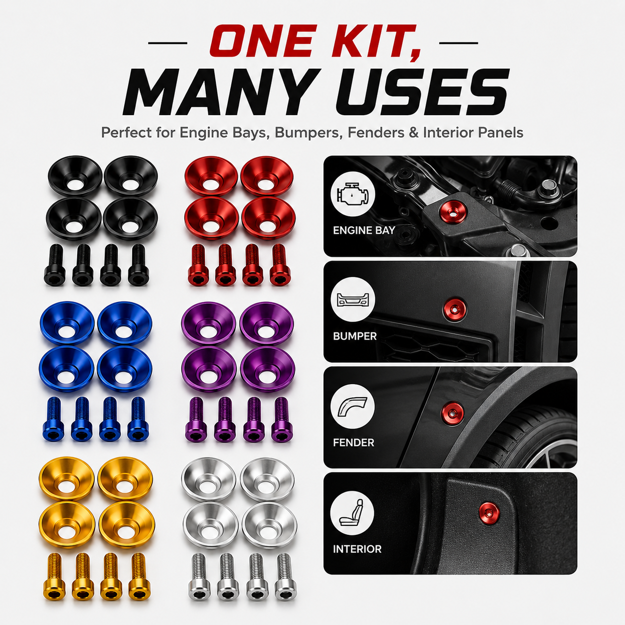 JDM‐Style M6 Fender Washer & Bolt Kit