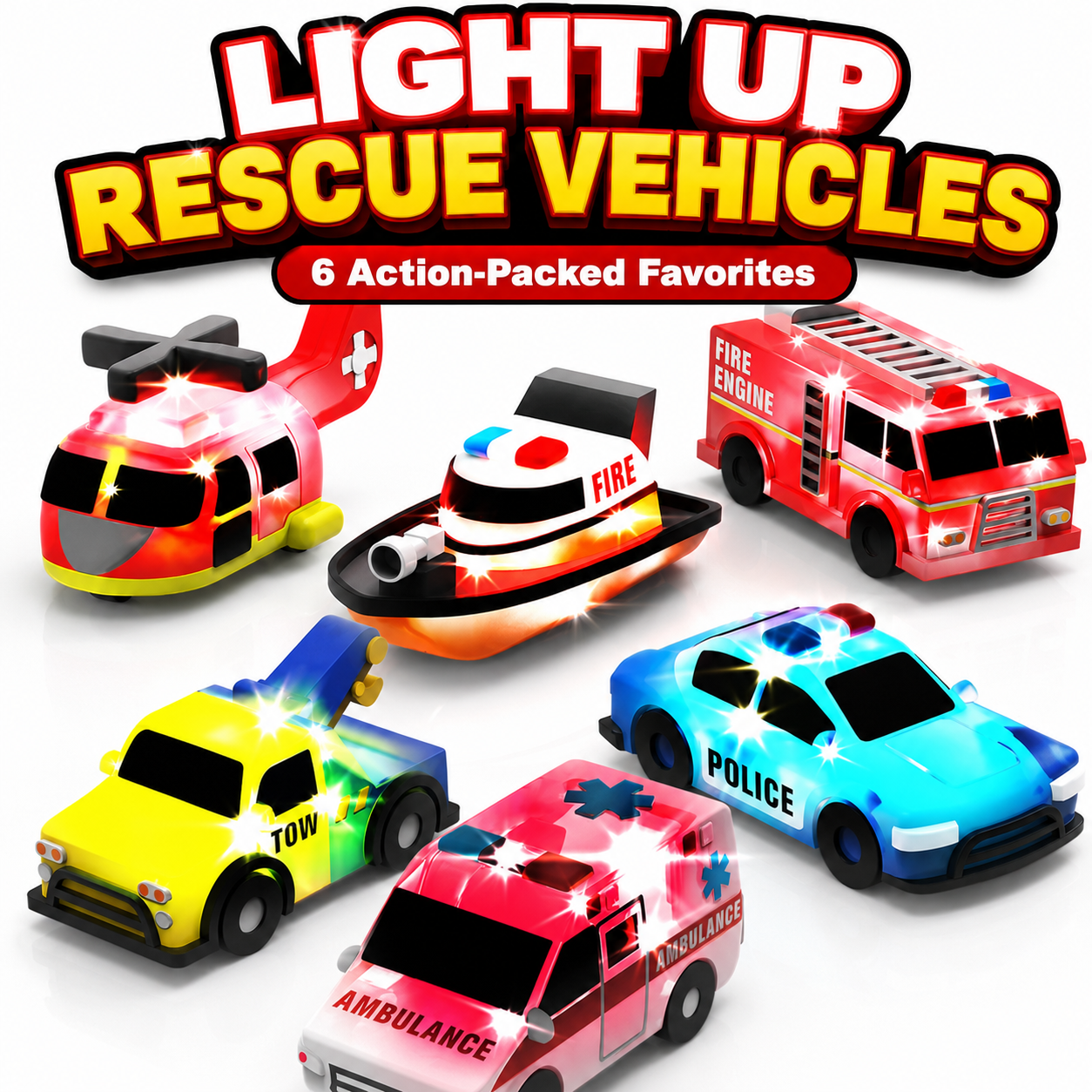 🔥Hot Sale⚡🛁 Emergency Car Light-Up Bath Toy Set 🚑& 🚒Water-Reactive Color Flashing Set 💦