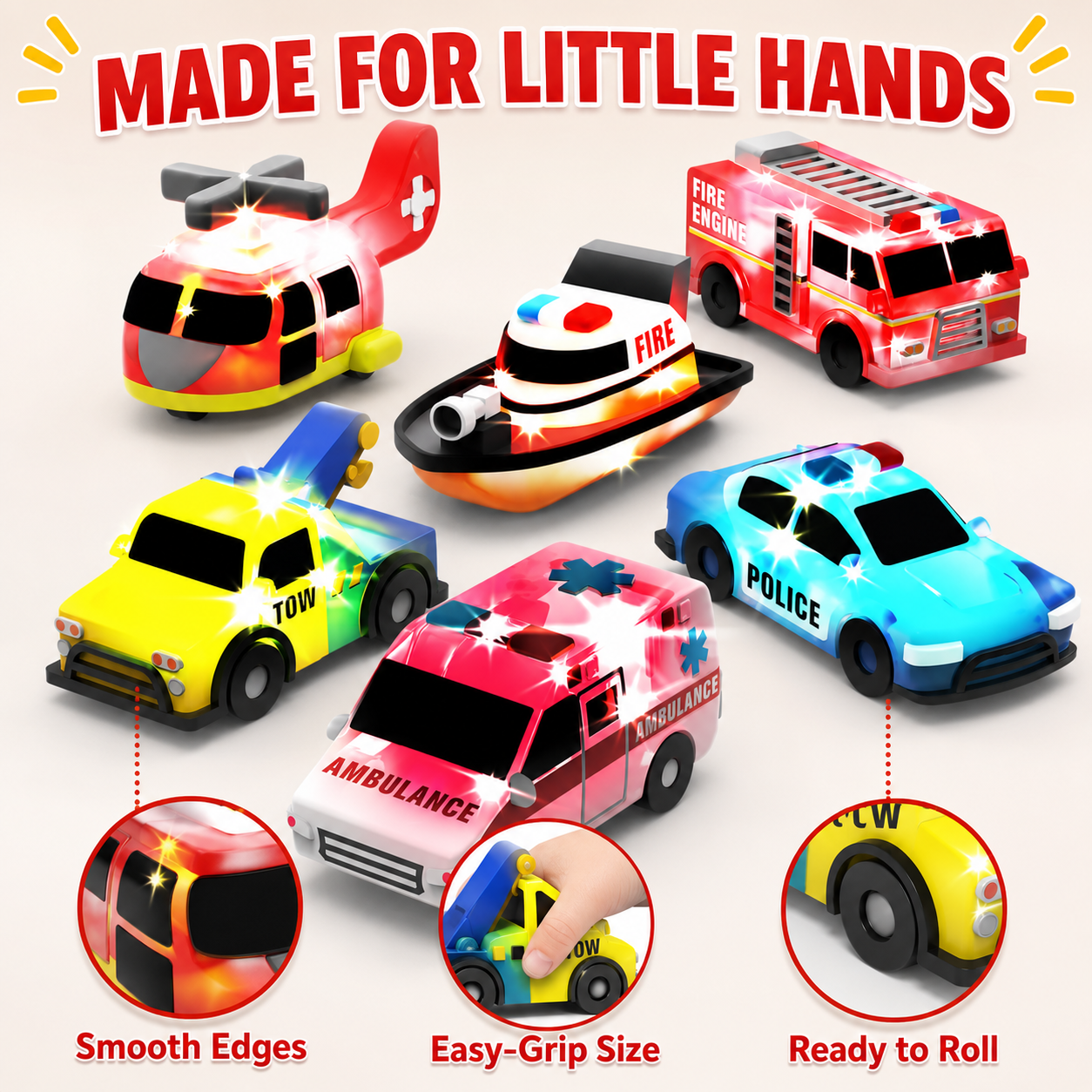🔥Hot Sale⚡🛁 Emergency Car Light-Up Bath Toy Set 🚑& 🚒Water-Reactive Color Flashing Set 💦