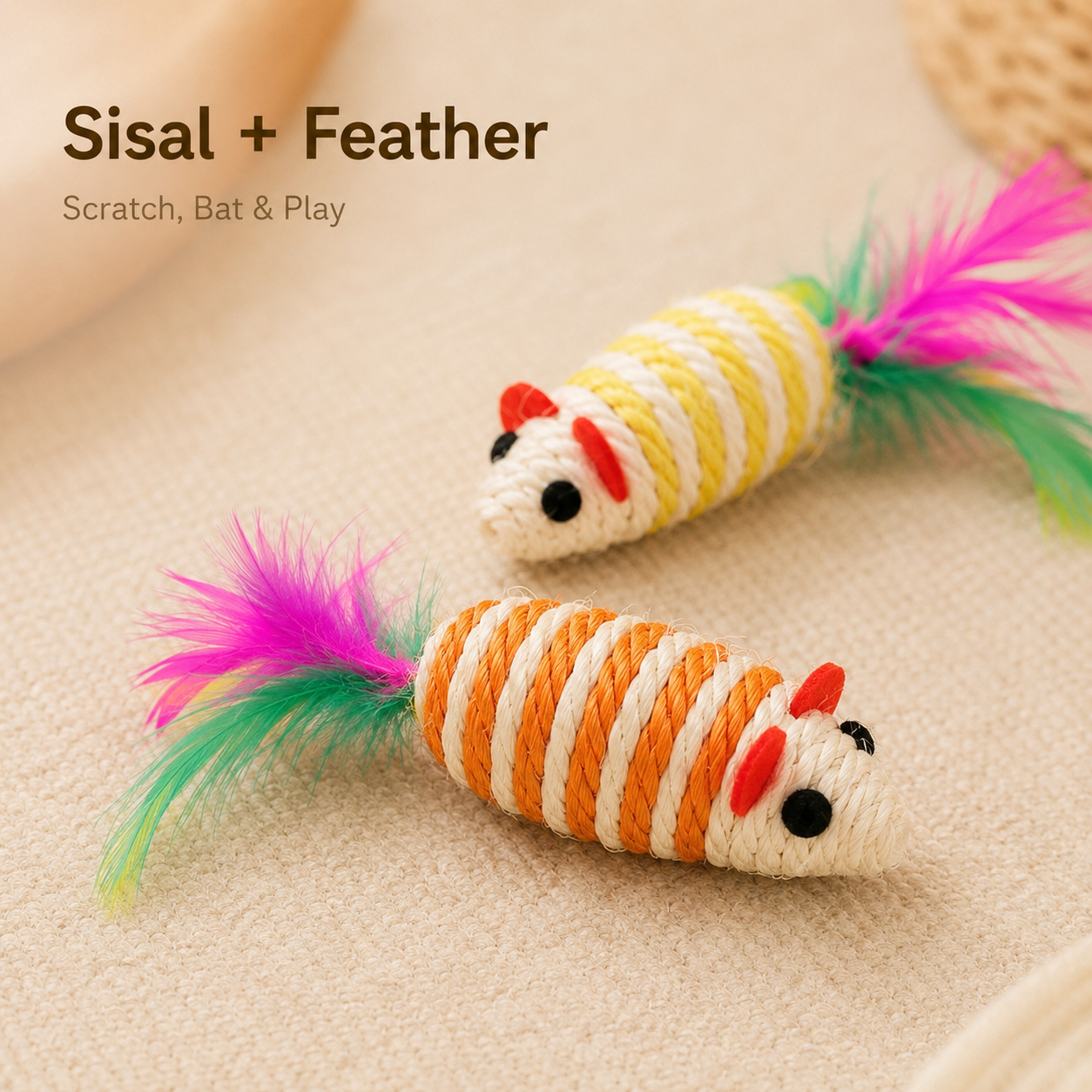 🐭 Sisal Mouse Cat Toy – Play. Chase. Pounce.