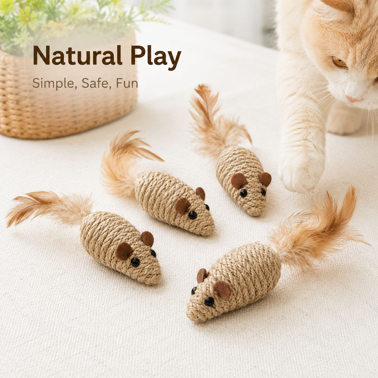 🐭 Sisal Mouse Cat Toy – Play. Chase. Pounce.