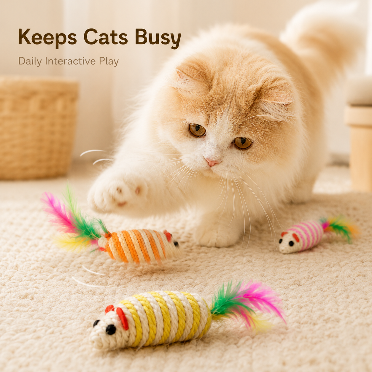 🐭 Sisal Mouse Cat Toy – Play. Chase. Pounce.