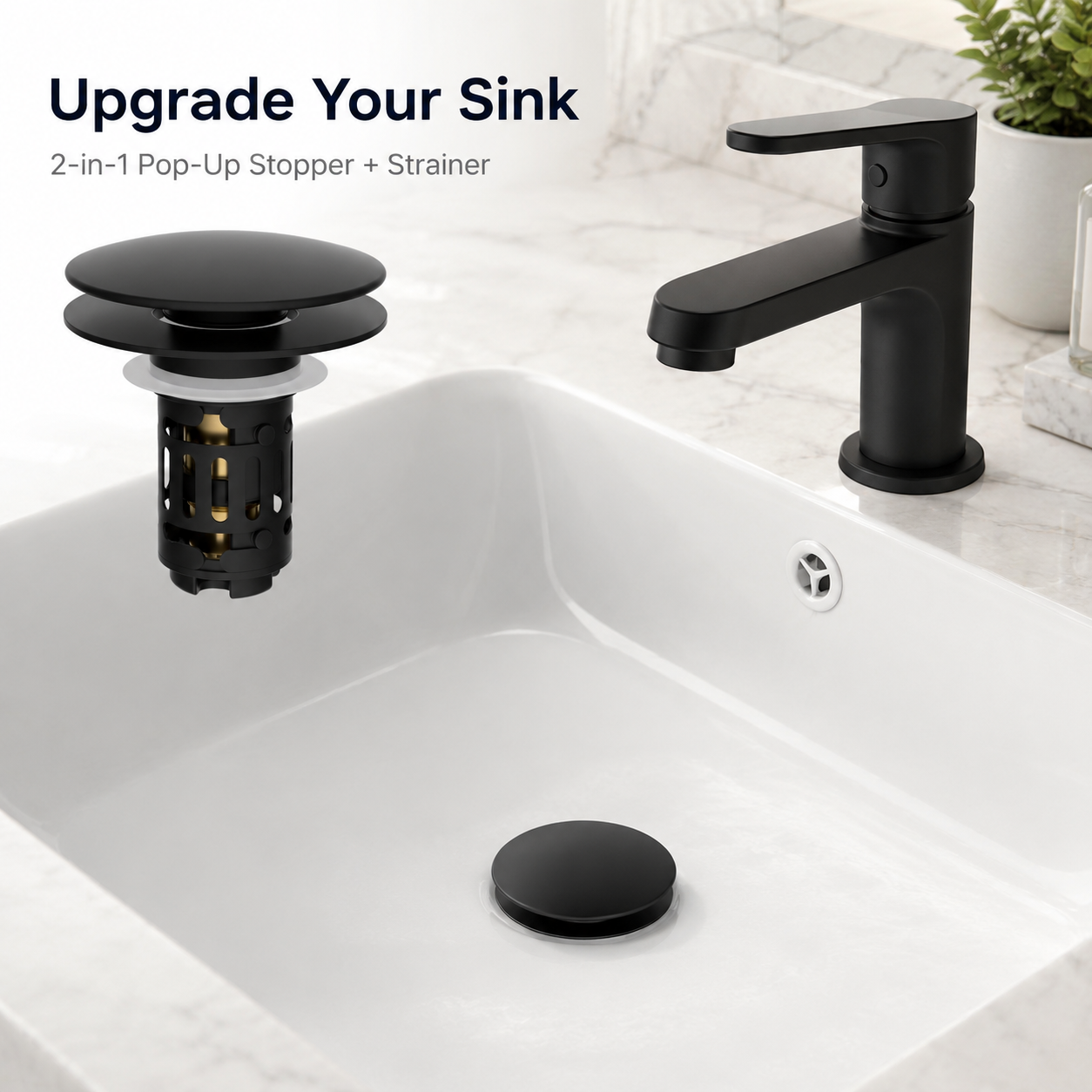 🚰 2-in-1 Pop-Up Stopper + Strainer – Upgrade Your Sink