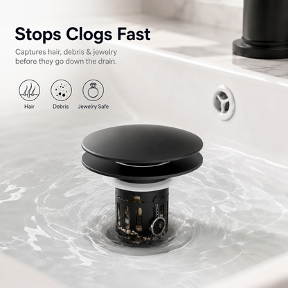 🚰 2-in-1 Pop-Up Stopper + Strainer – Upgrade Your Sink