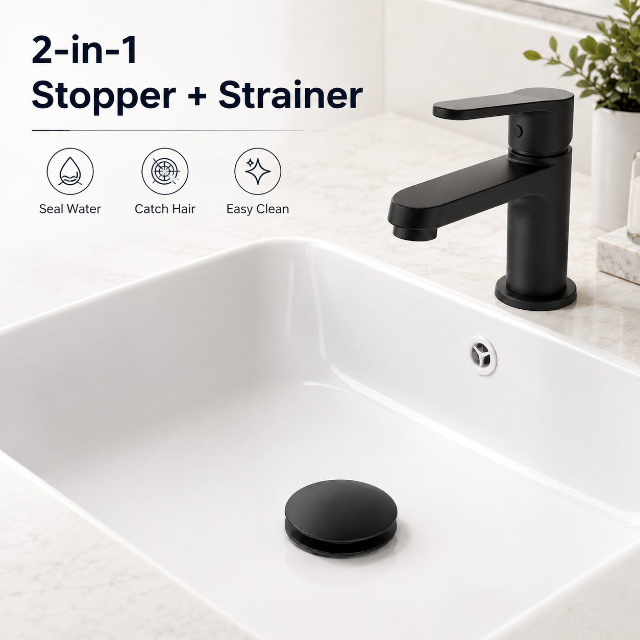🚰 2-in-1 Pop-Up Stopper + Strainer – Upgrade Your Sink