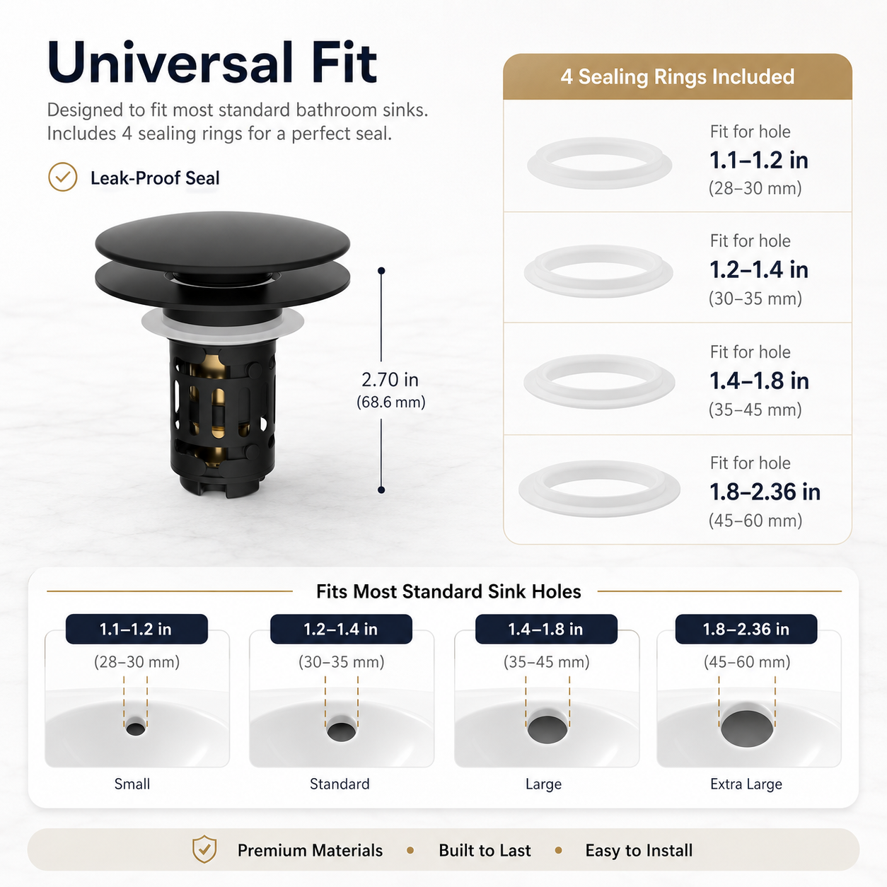 🚰 2-in-1 Pop-Up Stopper + Strainer – Upgrade Your Sink