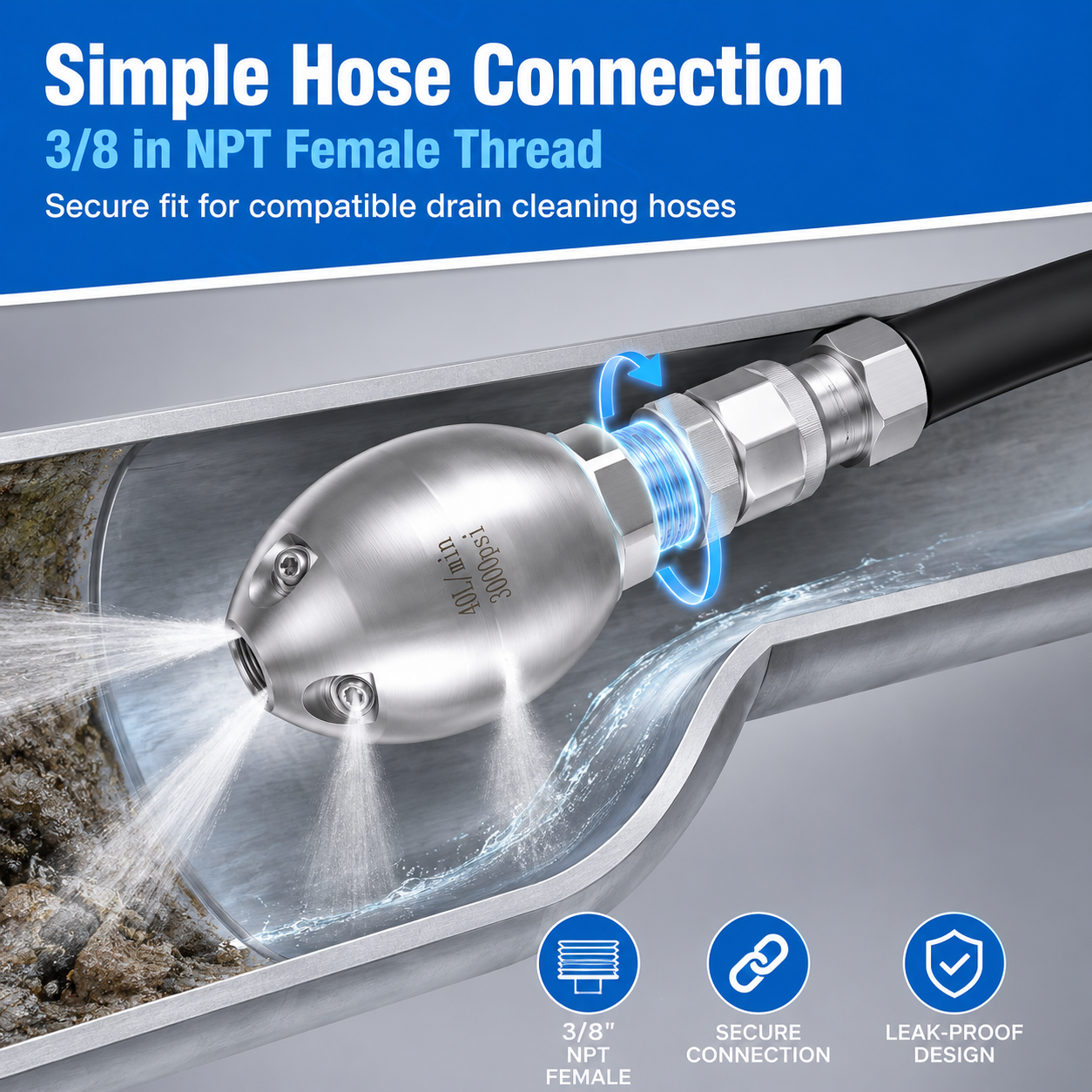 💧Stainless Steel Sewer Jetter Nozzle&nbsp;
