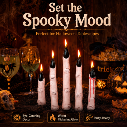 🕯️ Creepy Finger Candles 5-Piece Set – Halloween Table Decor & Spooky Party Accent 🎃