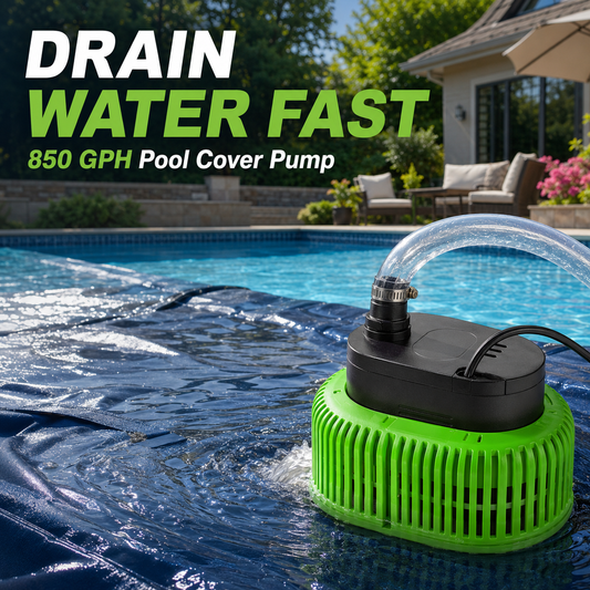 Above Ground Pool Cover Pump with 16FT Hose & 4 Universal Adapters