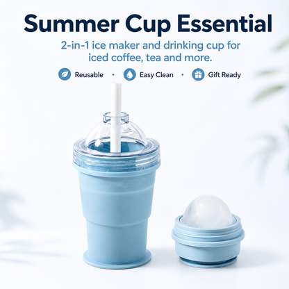 🧊 2-in-1 Ice Maker &amp; Straw Cup – Summer Cup Essential