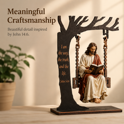 ✝️ Jesus Swing Ornament – John 14:6 Faith Table Decor | Christian Bible Verse Home Decoration