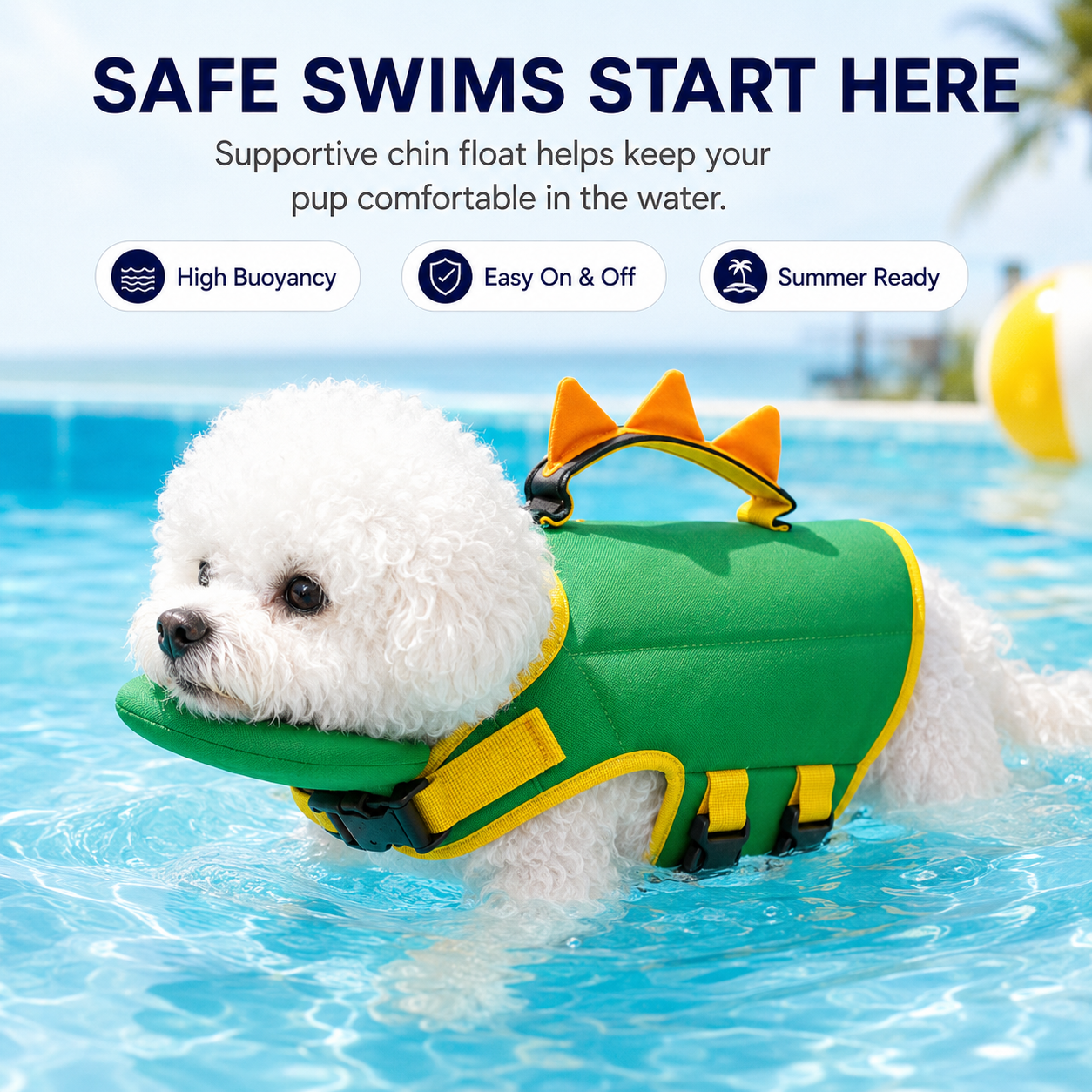 🔥LAST DAY 50% OFF🔥Dinosaur Dog Swim Float Vest with Chin Support & Rescue Handle