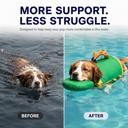 🔥LAST DAY 50% OFF🔥Dinosaur Dog Swim Float Vest with Chin Support & Rescue Handle