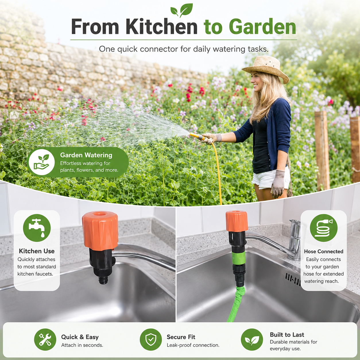 🚰 Universal Kitchen Tap Connector – Connect Your Faucet to a Garden Hose in Seconds