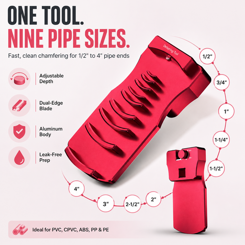 🔧 Adjustable Pipe Chamfer Tool – One Tool. Nine Pipe Sizes.