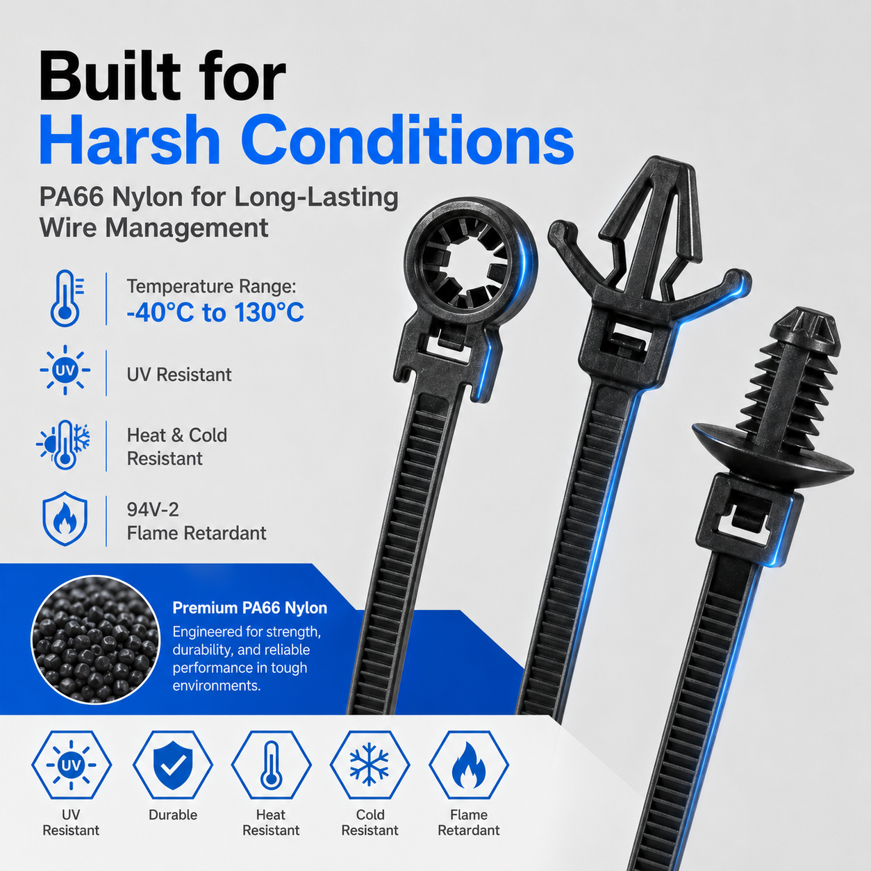 🔗 110PCS Push-Mount Cable Ties – Tidy Up Your Engine Bay