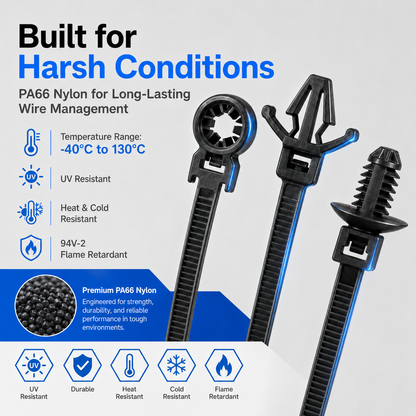 🔗 110PCS Push-Mount Cable Ties – Tidy Up Your Engine Bay