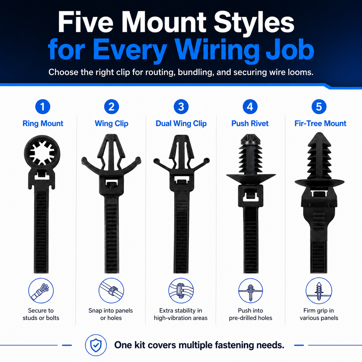 🔗 110PCS Push-Mount Cable Ties – Tidy Up Your Engine Bay