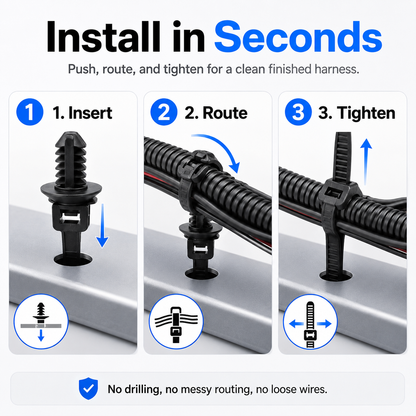 🔗 110PCS Push-Mount Cable Ties – Tidy Up Your Engine Bay