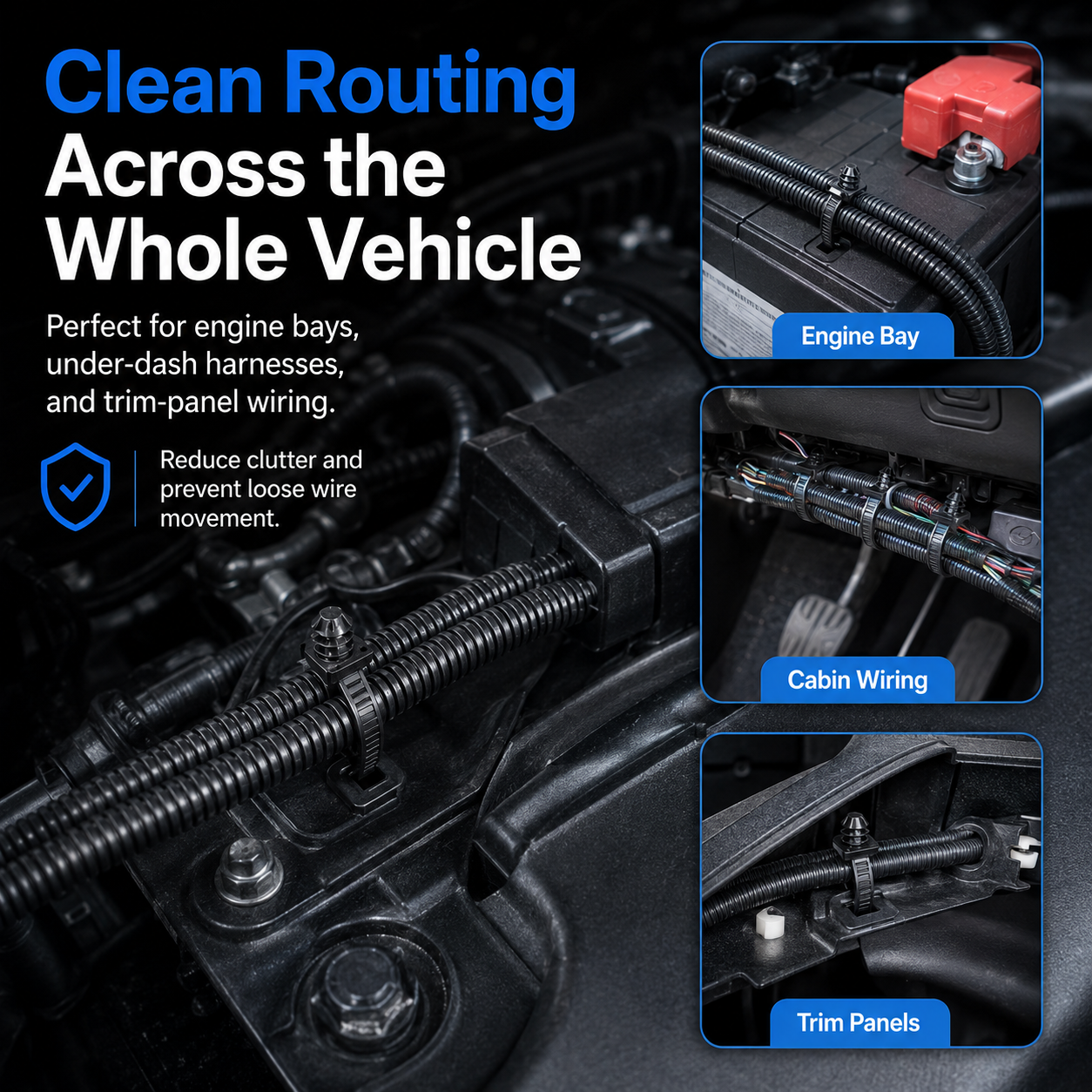 🔗 110PCS Push-Mount Cable Ties – Tidy Up Your Engine Bay
